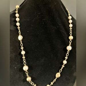 Elegant Retired Lia Sophia “Socialite” Matte Gold and Pearl Necklace